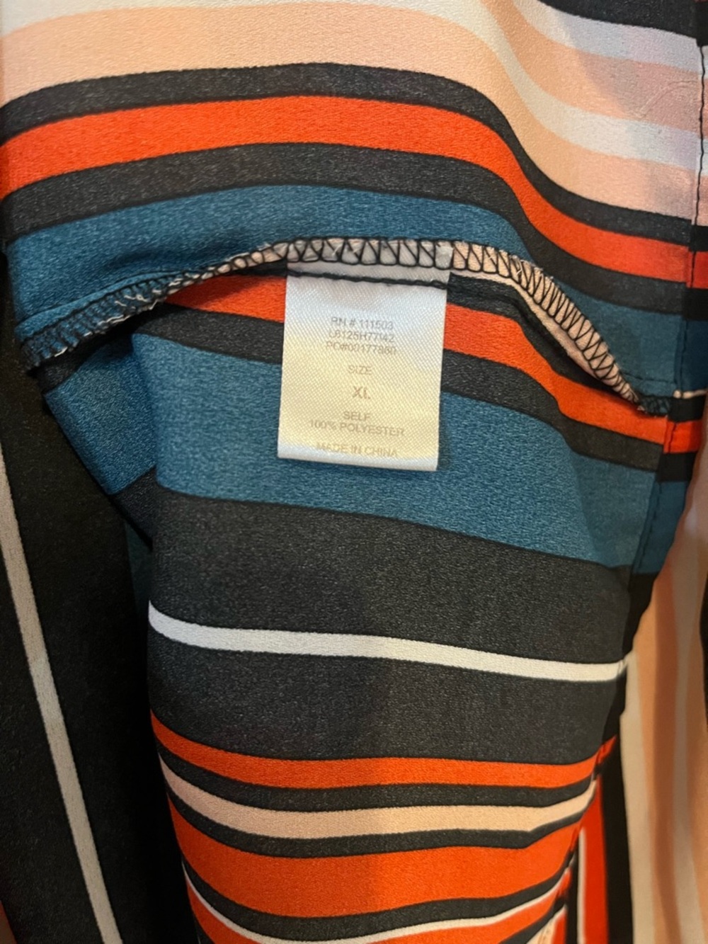 Charming Charlie Multicolor Vertical Stripe Blouse with bell sleeves - Picture 7 of 7